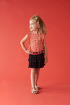 Meisjes Singlet streep - Papaya Punch van Jubel in de kleur Rood in maat 140.