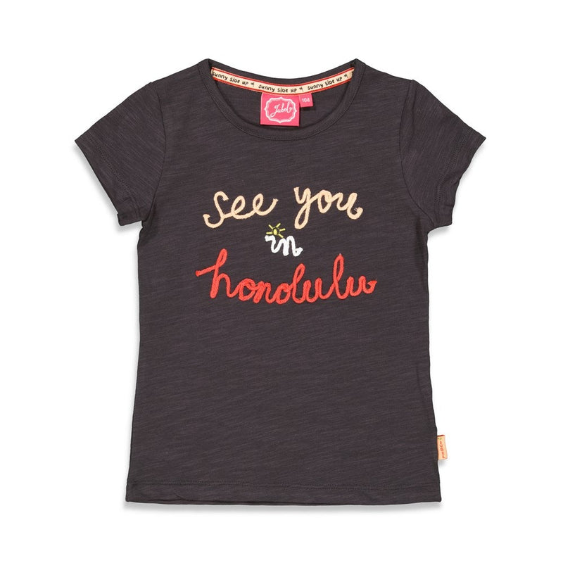 Meisjes T-shirt - Papaya Punch van Jubel in de kleur Antraciet in maat 140.