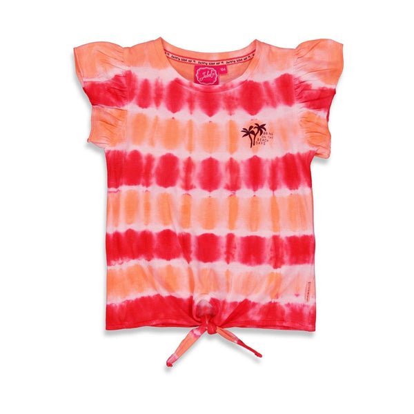 Meisjes Crop top AOP - Papaya Punch van Jubel in de kleur Rood in maat 140.