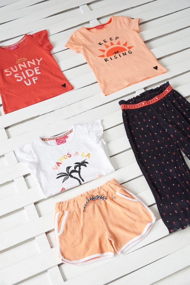 Meisjes T-shirt Sunny - Papaya Punch van Jubel in de kleur Rood in maat 140.