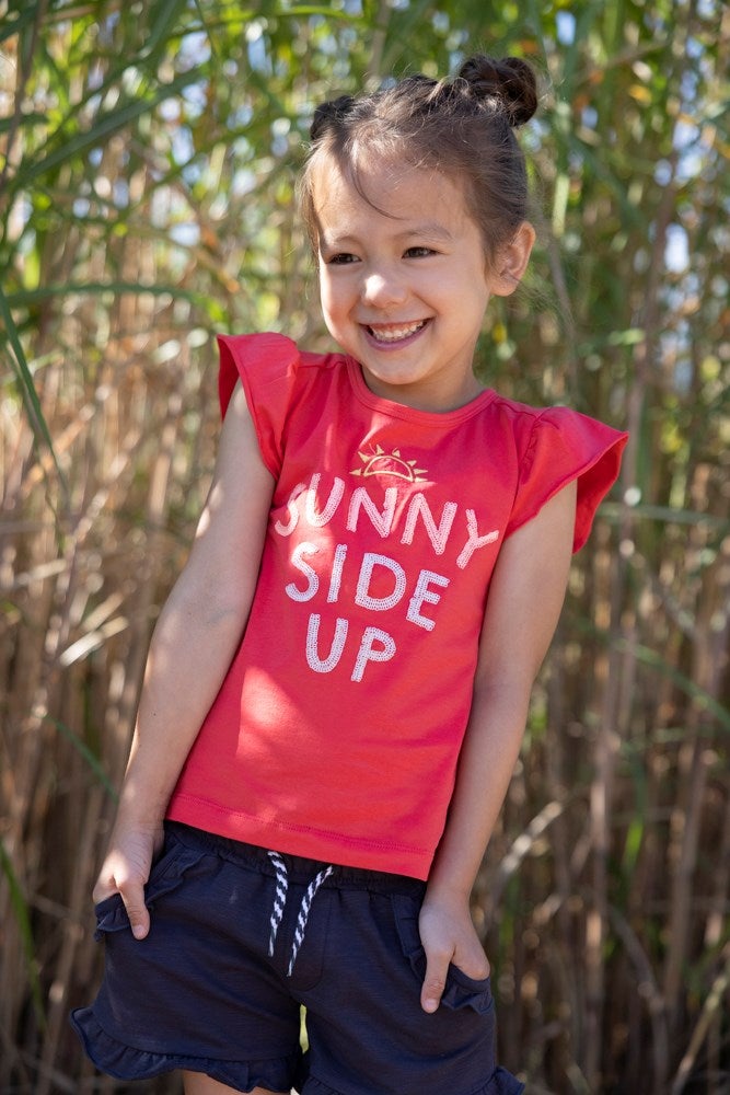 Meisjes T-shirt Sunny - Papaya Punch van Jubel in de kleur Rood in maat 140.