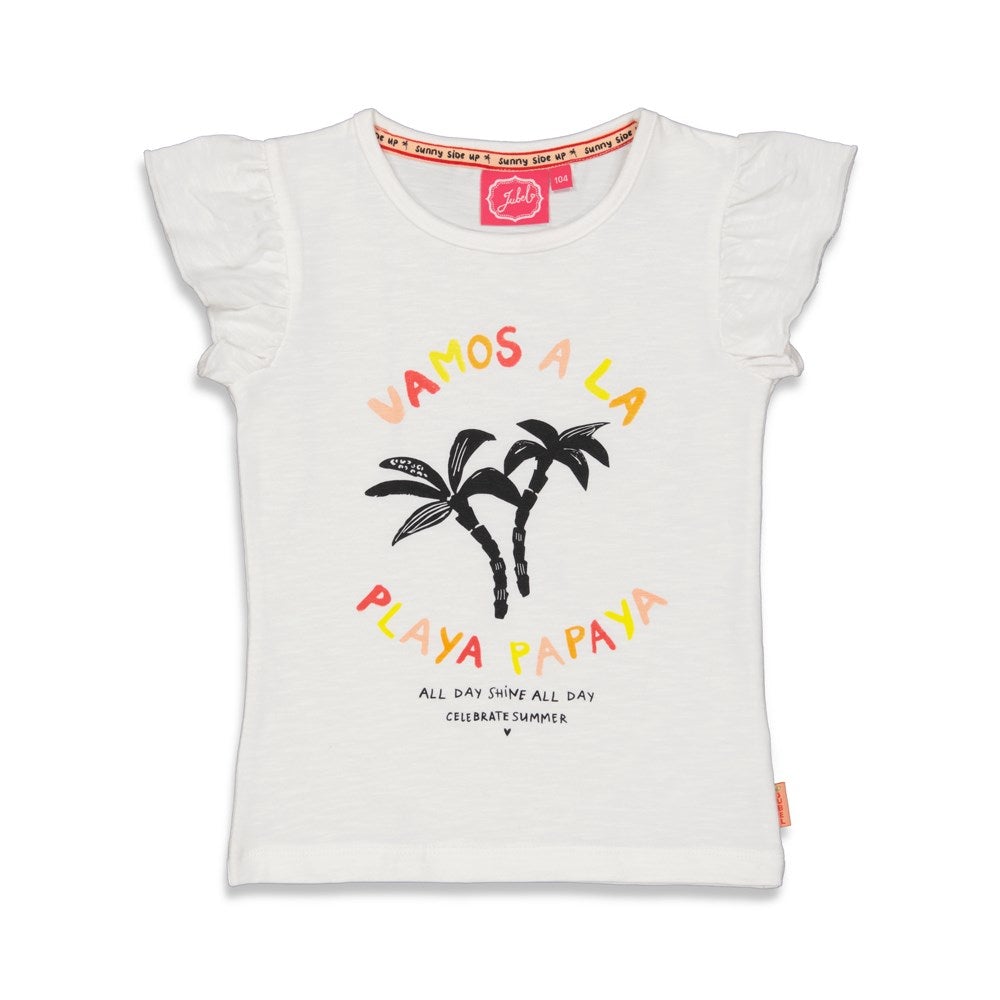 Meisjes T-shirt Vamos - Papaya Punch van Jubel in de kleur Wit in maat 140.