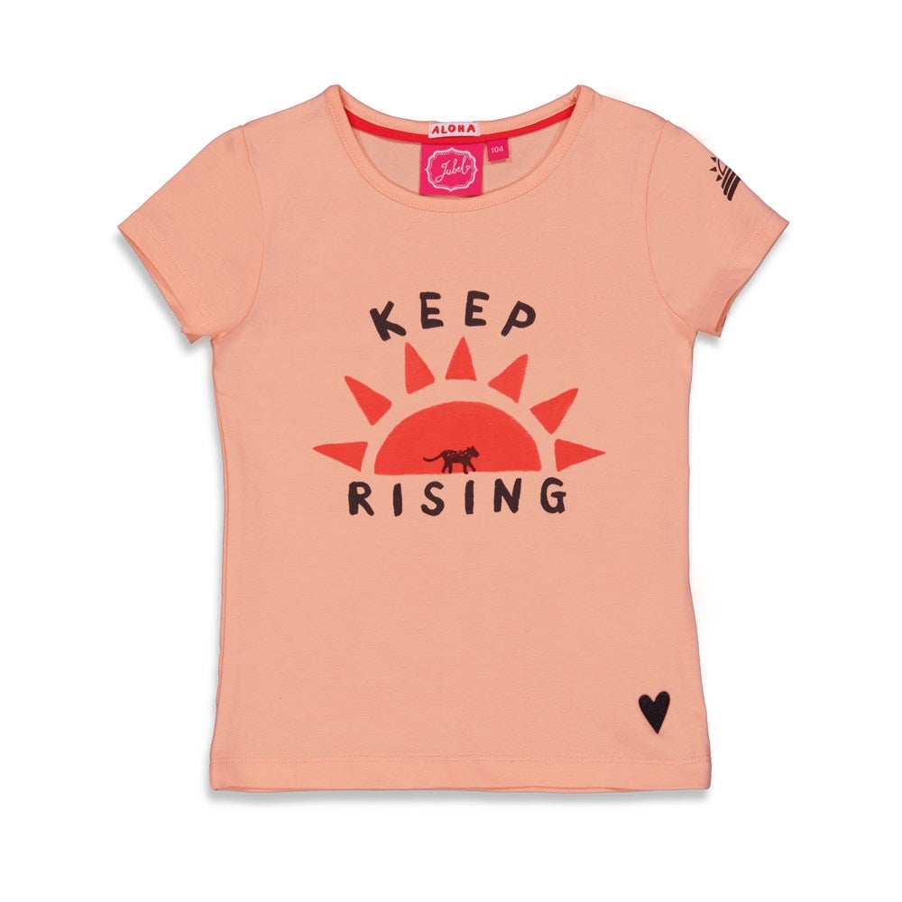 Meisjes T-shirt Rising - Papaya Punch van Jubel in de kleur Zalm Summer Special in maat 140.