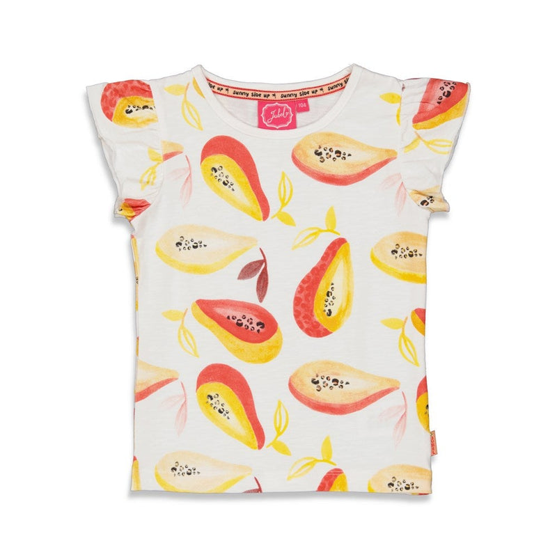 Meisjes T-shirt AOP - Papaya Punch van Jubel in de kleur Wit in maat 140.