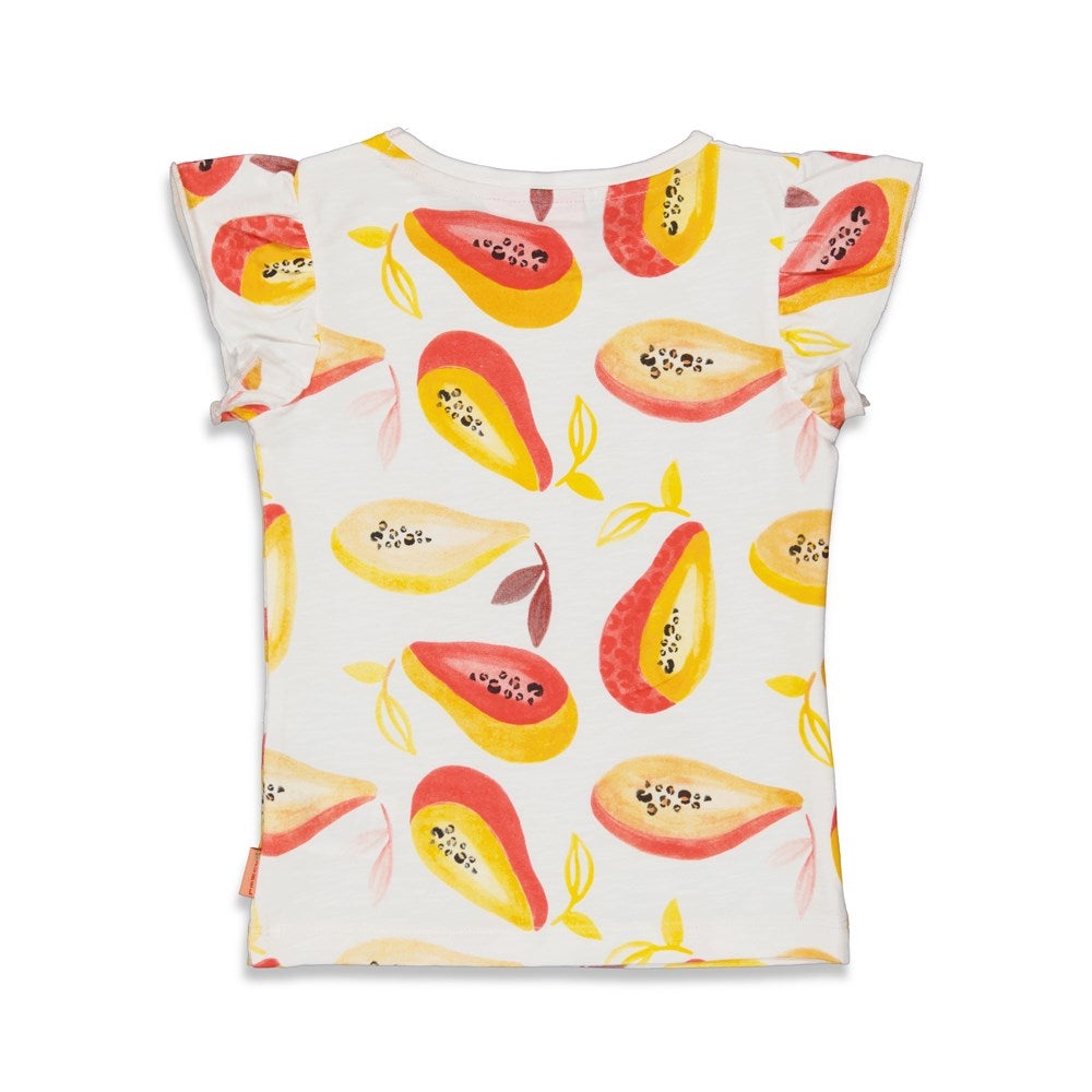 Meisjes T-shirt AOP - Papaya Punch van Jubel in de kleur Wit in maat 140.