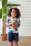 Jongens T-shirt AOP - Indigo Island van Sturdy in de kleur Marine in maat 128.
