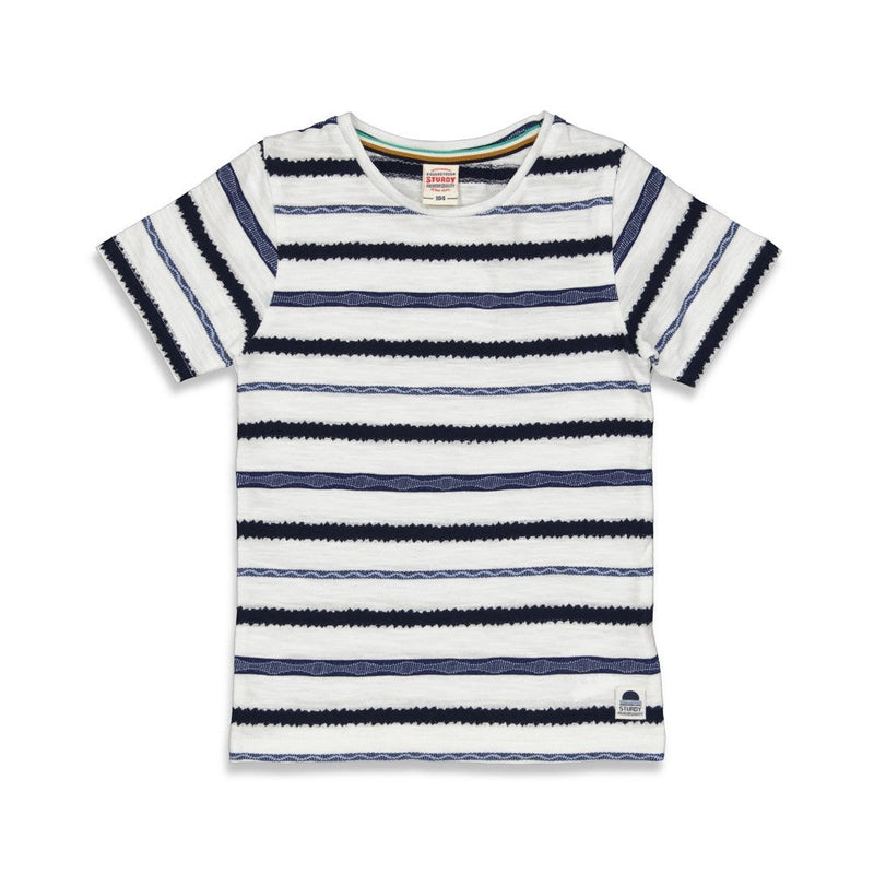 Jongens T-shirt streep - Indigo Island van Sturdy in de kleur Marine in maat 128.