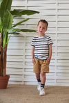 Jongens T-shirt streep - Indigo Island van Sturdy in de kleur Marine in maat 128.