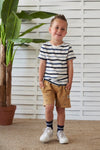 Jongens T-shirt streep - Indigo Island van Sturdy in de kleur Marine in maat 128.