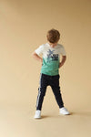 Jongens T-shirt Mister - Indigo Island van Sturdy in de kleur Offwhite in maat 128.