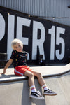 Jongens T-shirt AOP - Cool Crew van Sturdy in de kleur Antraciet in maat 128.