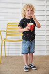Jongens T-shirt AOP - Cool Crew van Sturdy in de kleur Antraciet in maat 128.