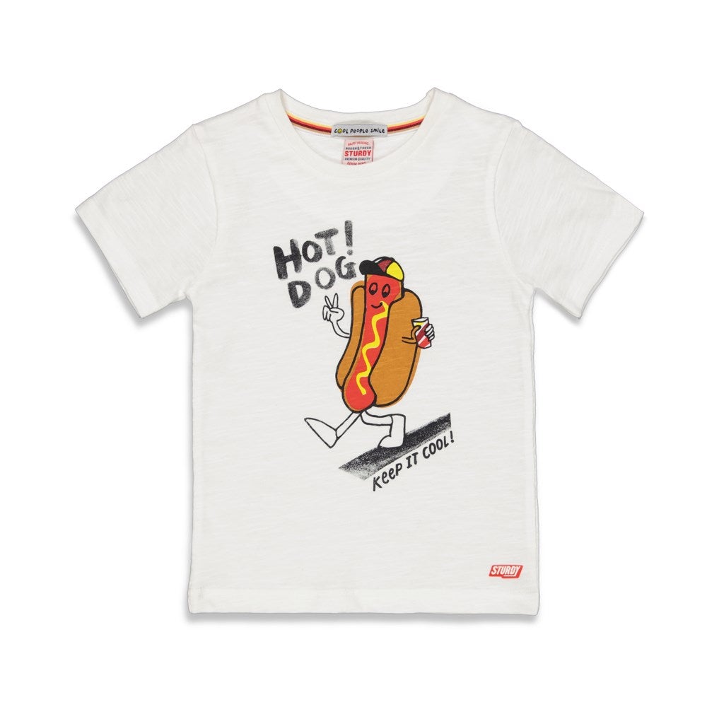 Jongens T-shirt Hot Dog - Cool Crew van Sturdy in de kleur Wit in maat 128.