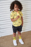 Jongens T-shirt AOP - Cool Crew van Sturdy in de kleur Geel in maat 128.