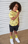 Jongens T-shirt AOP - Cool Crew van Sturdy in de kleur Geel in maat 128.