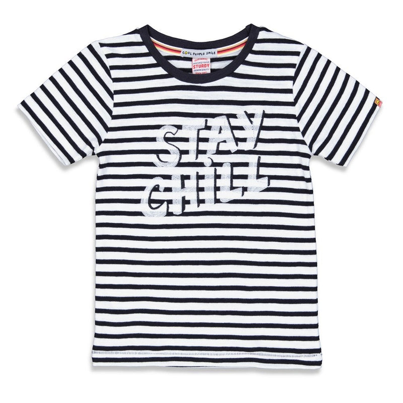 Jongens T-shirt streep - Cool Crew van Sturdy in de kleur Antraciet in maat 128.