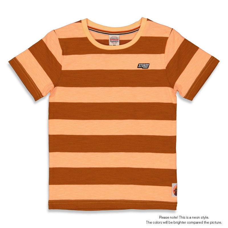Jongens T-shirt streep - Captain Ortega van Sturdy in de kleur Bruin in maat 128.