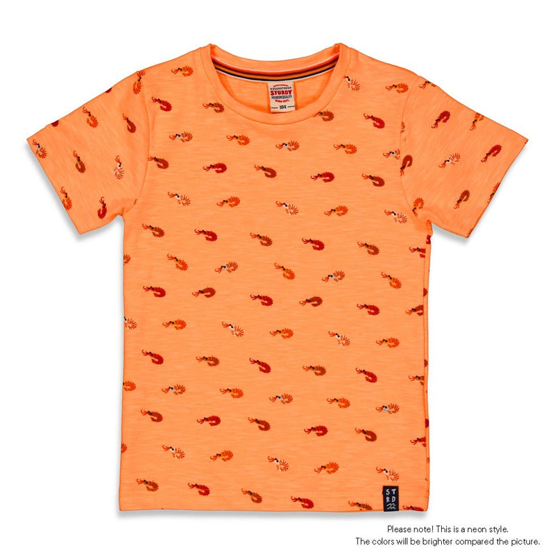 Jongens T-shirt AOP - Captain Ortega van Sturdy in de kleur Neon Oranje in maat 128.
