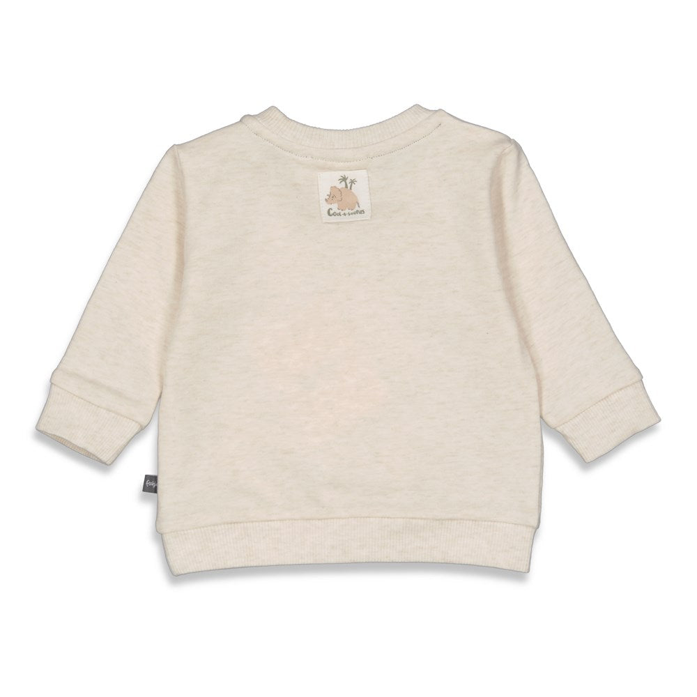 Jongens Sweater - Cool-A-Saurus van Feetje in de kleur Zand Melange in maat 86.