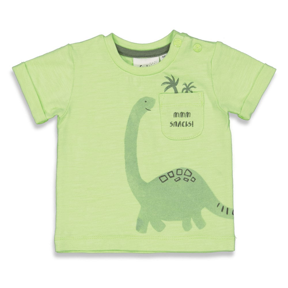 Jongens T-shirt - Cool-A-Saurus van Feetje in de kleur Lime in maat 86.