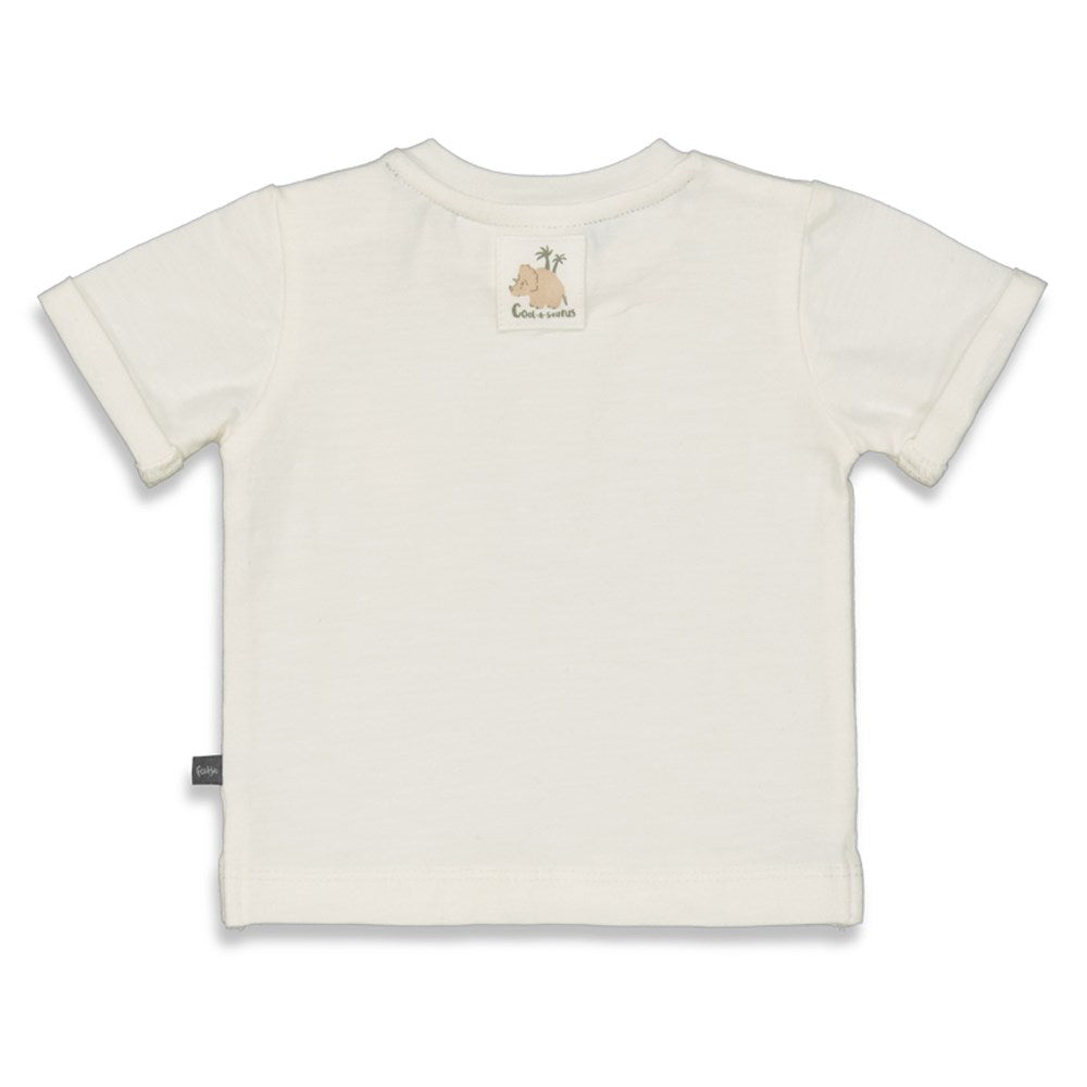 Jongens T-shirt - Cool-A-Saurus van Feetje in de kleur Off White in maat 86.