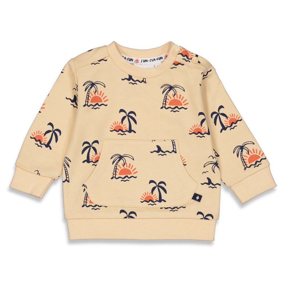Jongens Sweater AOP - Sun Chasers van Feetje in de kleur Zand in maat 86.