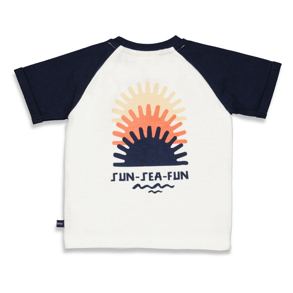 Jongens T-shirt - Sun Chasers van Feetje in de kleur Off White in maat 86.