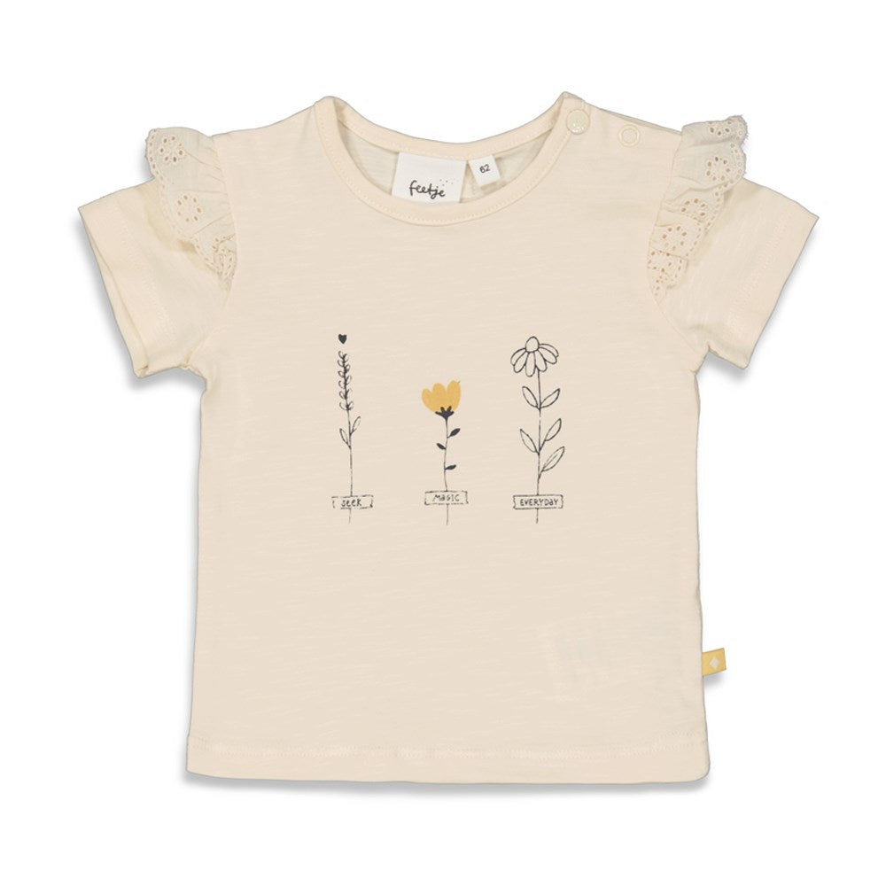 Meisjes T-shirt - Bloom van Feetje in de kleur Off White in maat 86.