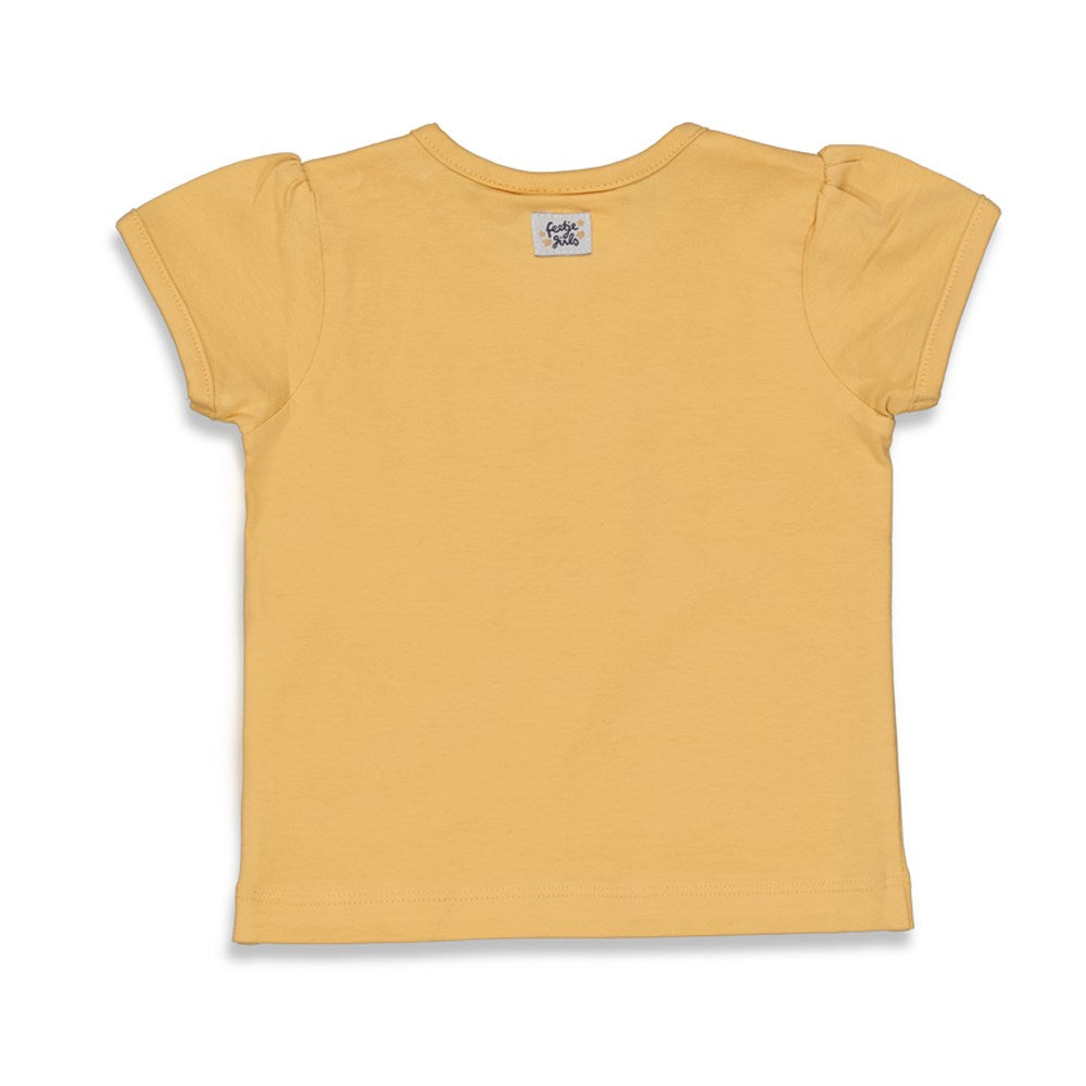 Meisjes T-shirt - Bloom van Feetje in de kleur Okergeel in maat 86.
