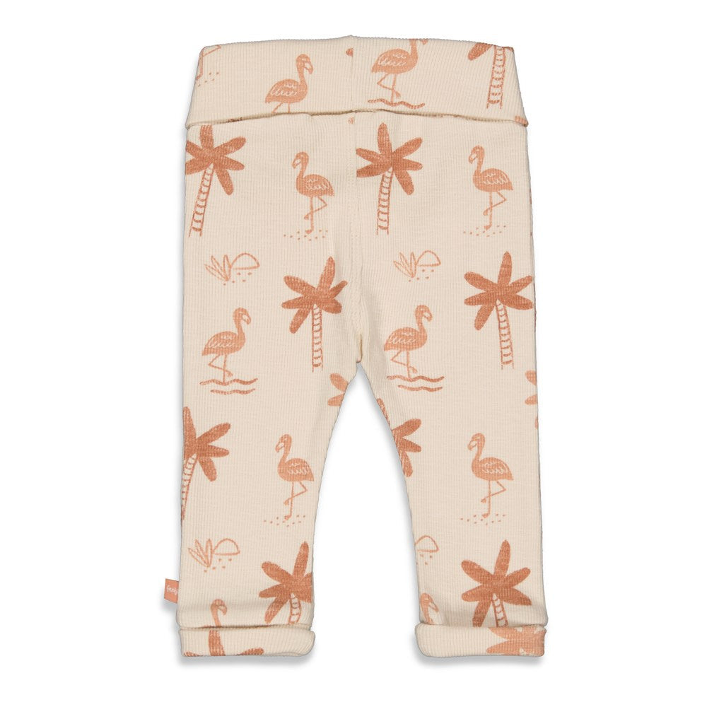 Meisjes Broek AOP - Flamingo van Feetje in de kleur Off White in maat 86.