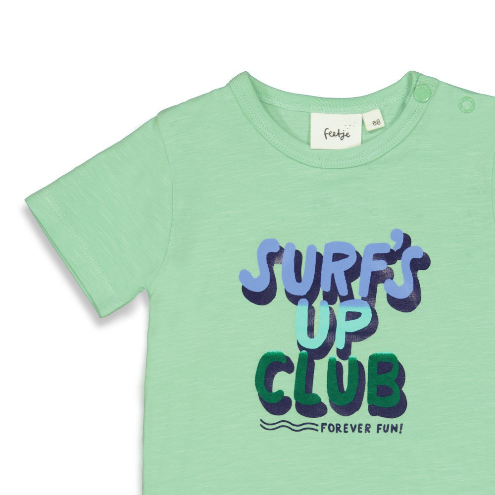 Jongens T-shirt - Surf's Up Club van Feetje in de kleur Mint in maat 86.