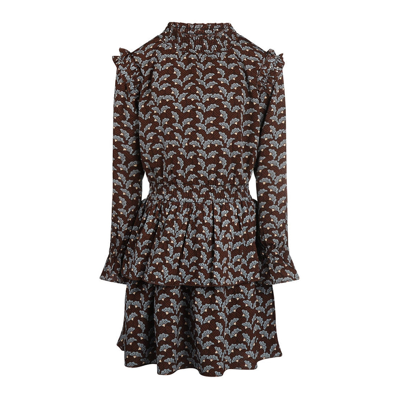 Meisjes Dress longsleeves van No Way Monday in de kleur Brown in maat 164.