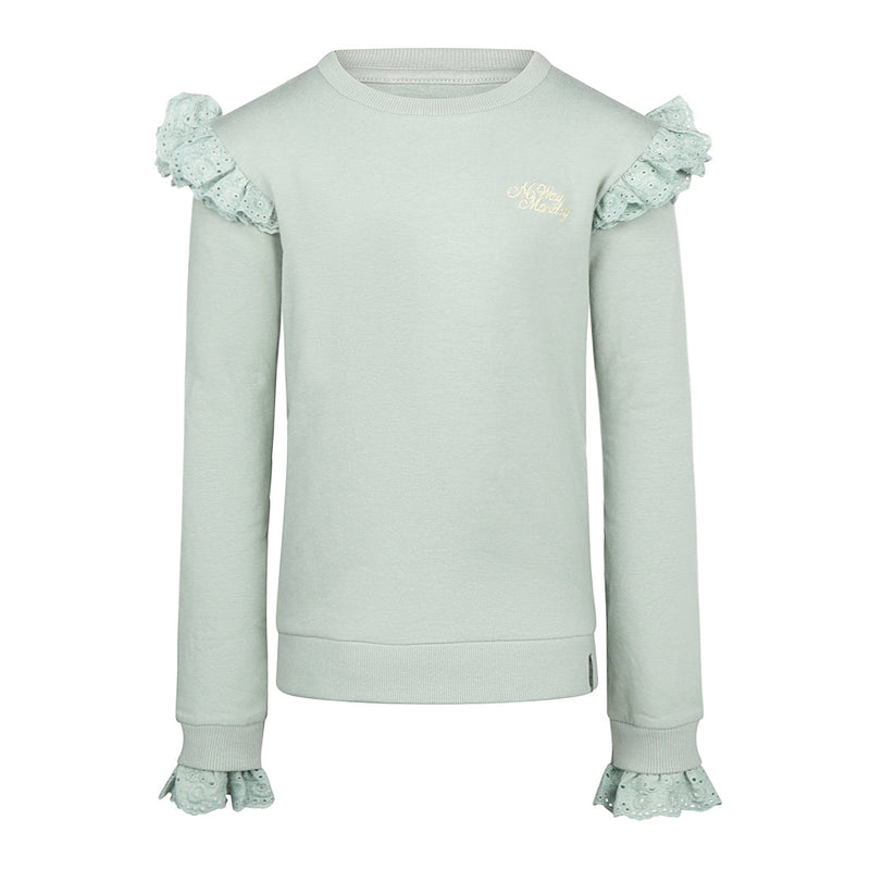 Meisjes Sweater van No Way Monday in de kleur Sage in maat 164.