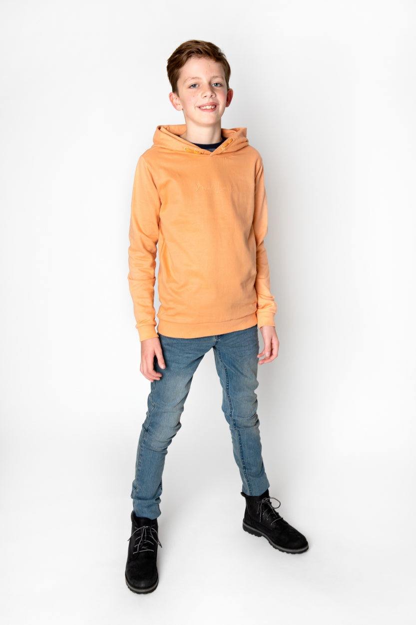 Jongens Sweater with hood van No Way Monday in de kleur Peach in maat 164.