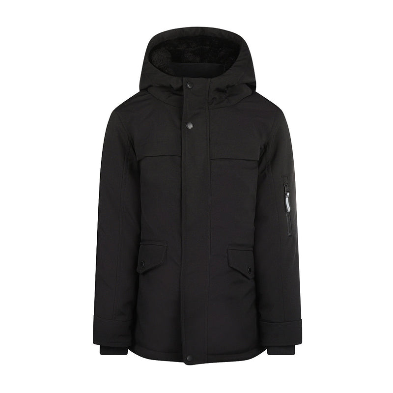 Jongens Jacket with hood water repellent van No Way Monday in de kleur Black in maat 164.