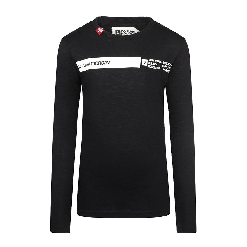 Jongens Longsleeve van No Way Monday in de kleur Black in maat 164.