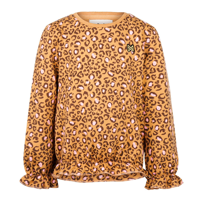 Meisjes Sweater van Koko Noko in de kleur Camel in maat 128.