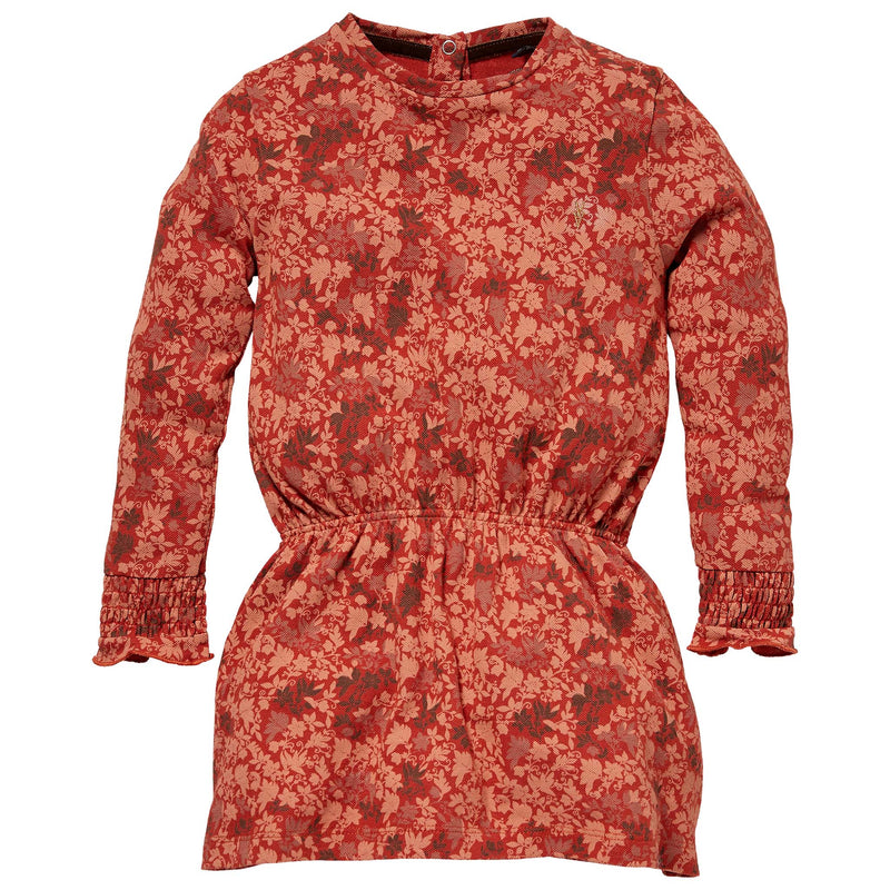 Meisjes Dress SANNIE W212 van Little Levv in de kleur AOP Terra Flower in maat 116.