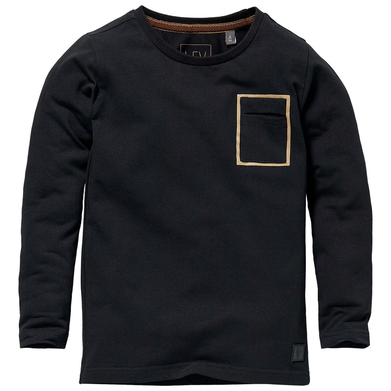 Jongens Longsleeve SAVI W212 van Little Levv in de kleur Black in maat 116.