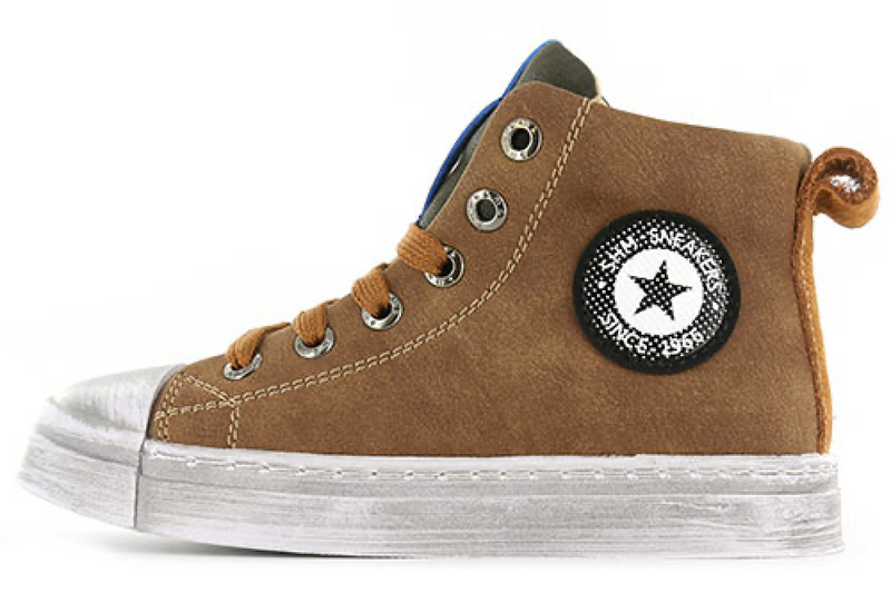 Jongens Shoesme hoge veterschoen met beschermende neus van Shoesme in de kleur Bruin in maat 35.