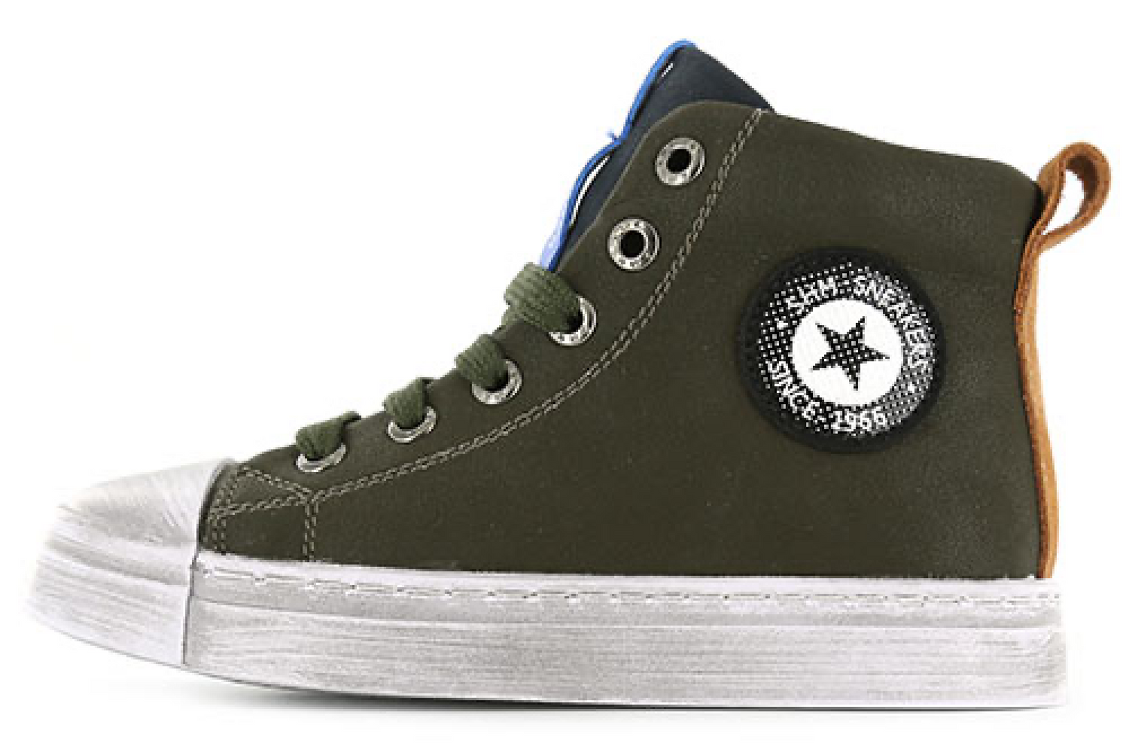 Shoesme Shoesme hoge groene sneaker met patch