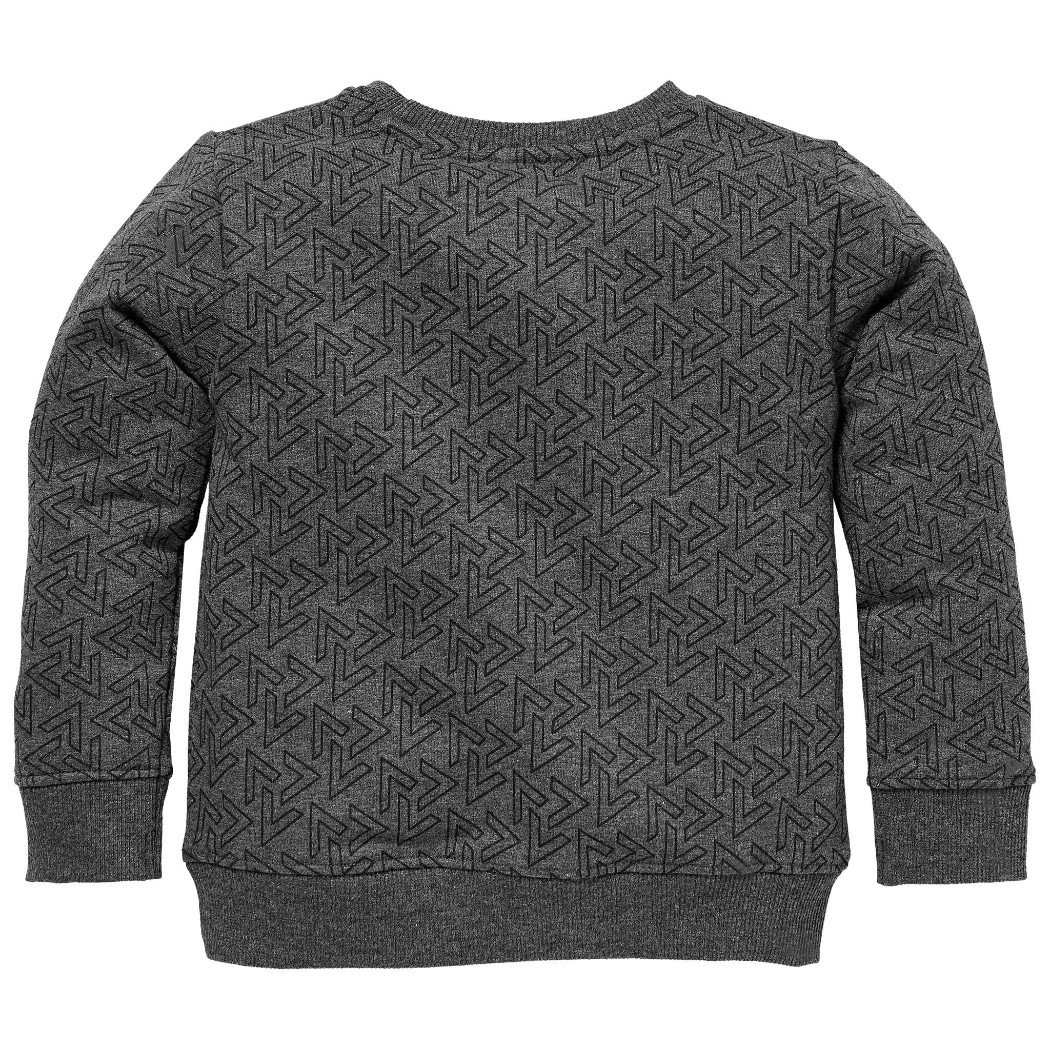 Jongens Sweater SID W212 van Little Levv in de kleur AOP Black Melee V in maat 116.