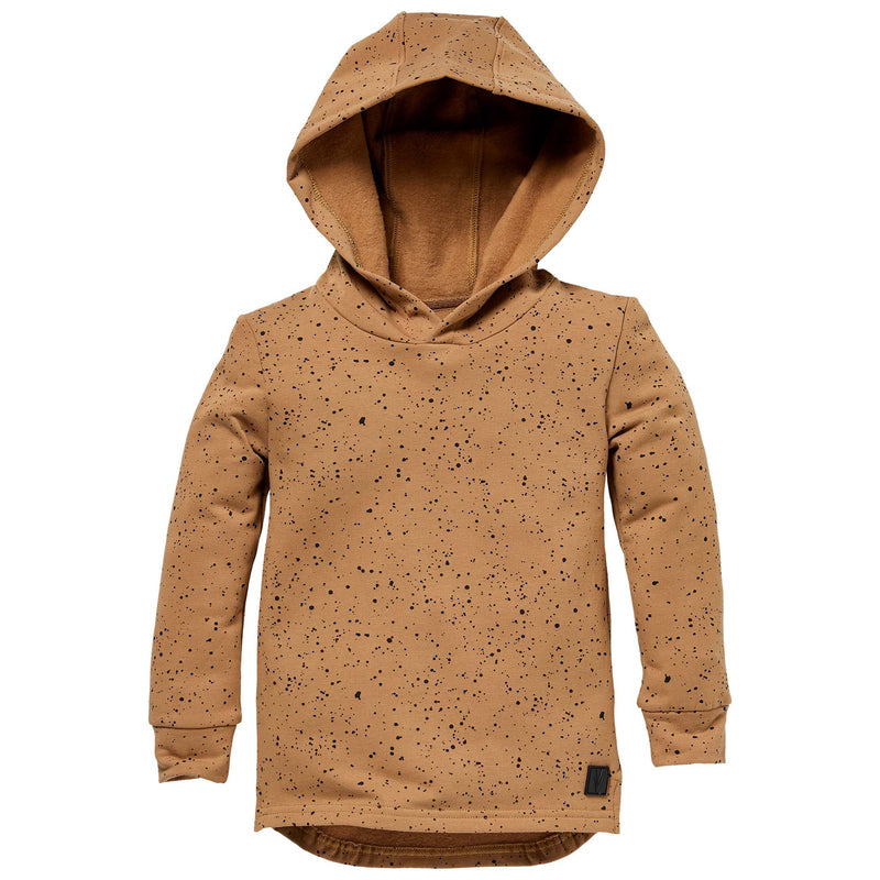Jongens Sweater SILAS W212 van Little Levv in de kleur AOP Brown Sand Paint in maat 116.