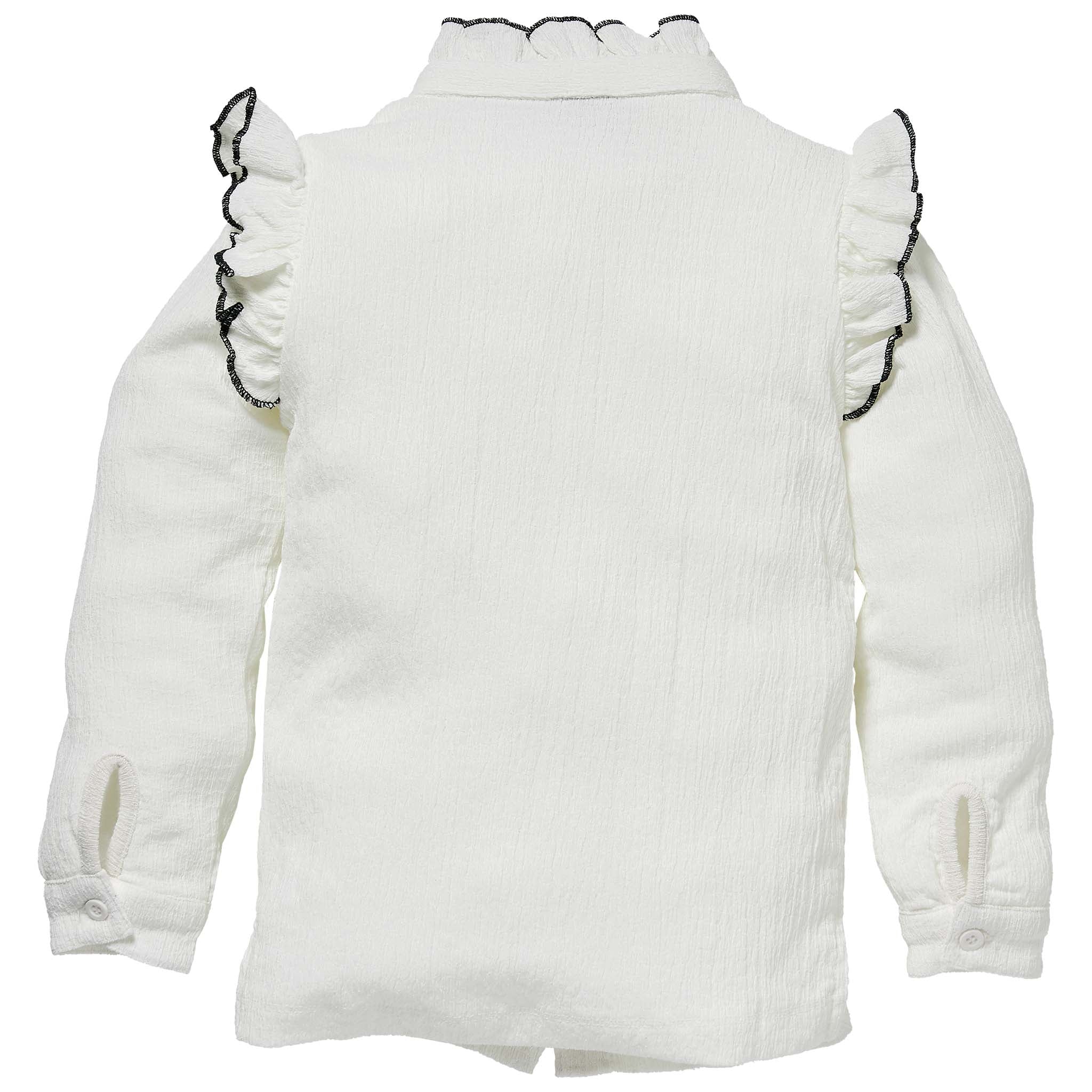 Meisjes Blouse SJOUKJE W211 van Little Levv in de kleur Off White in maat 116.