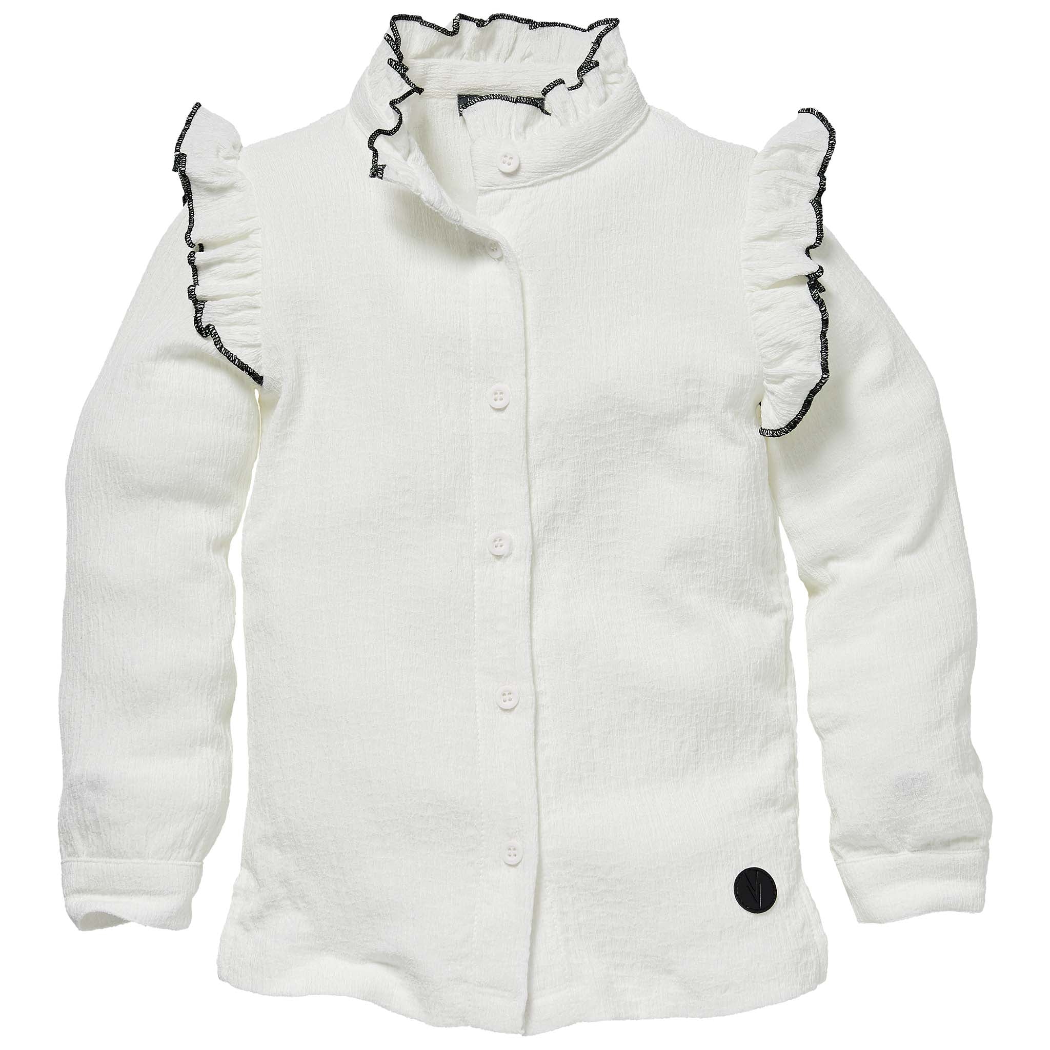 Meisjes Blouse SJOUKJE W211 van Little Levv in de kleur Off White in maat 116.