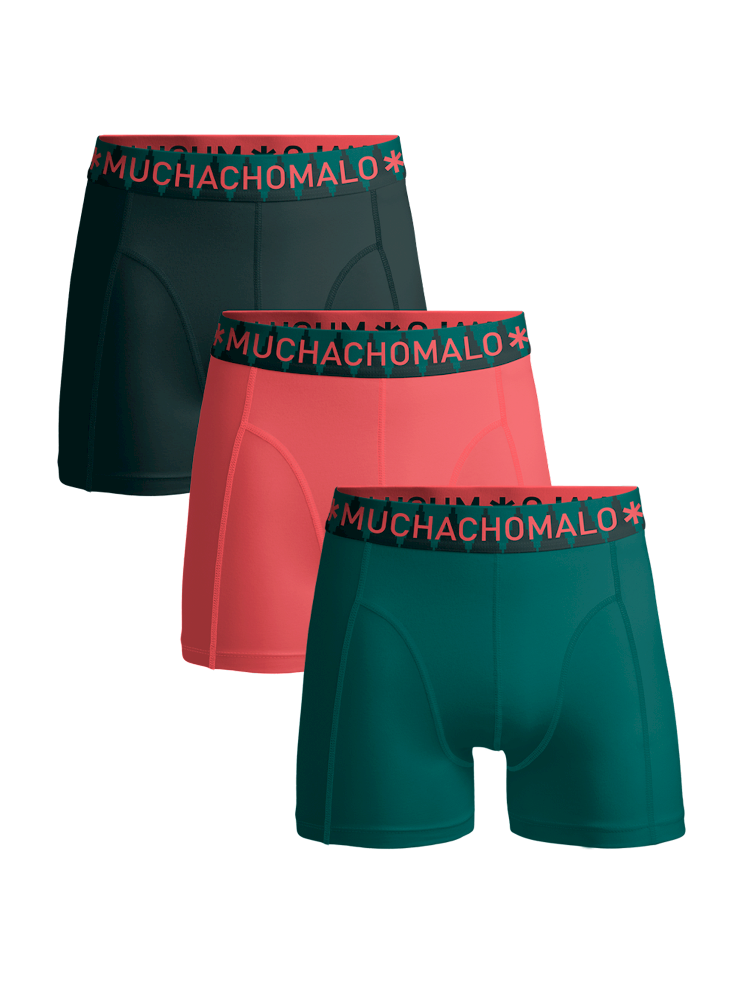 Jongens Boys 3-Pack Short Solid  van Muchachomalo in de kleur Green/Red/Grey in maat 176.