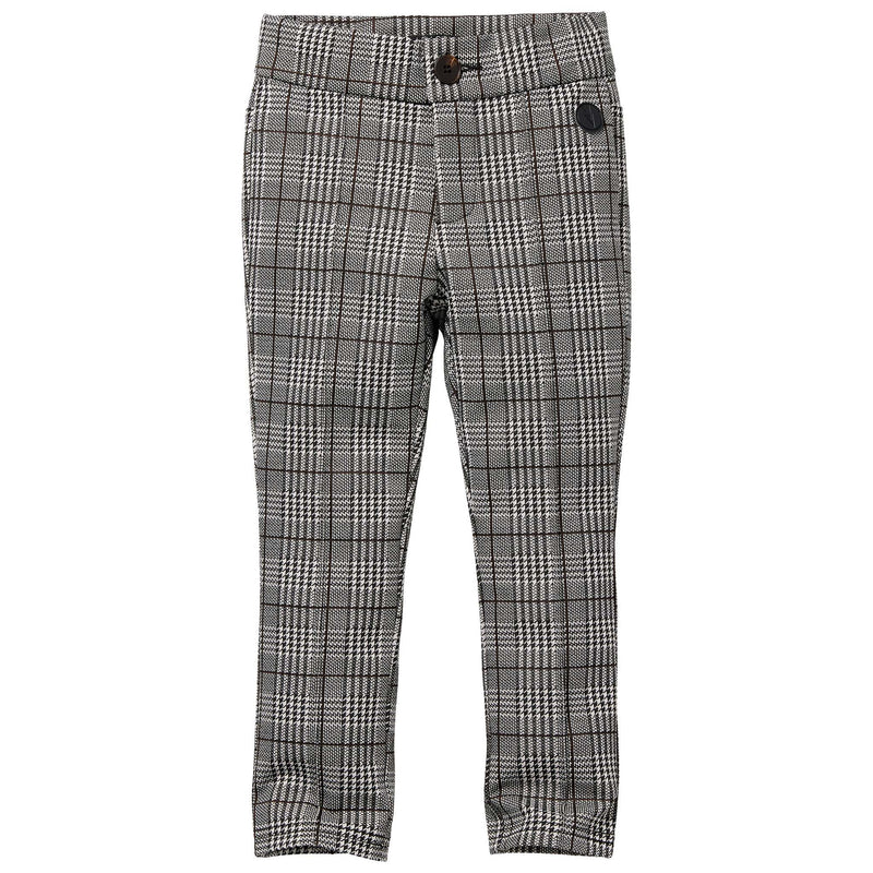 Meisjes Pants SOPHIA W211 van Little Levv in de kleur AOP Brown Check in maat 116.