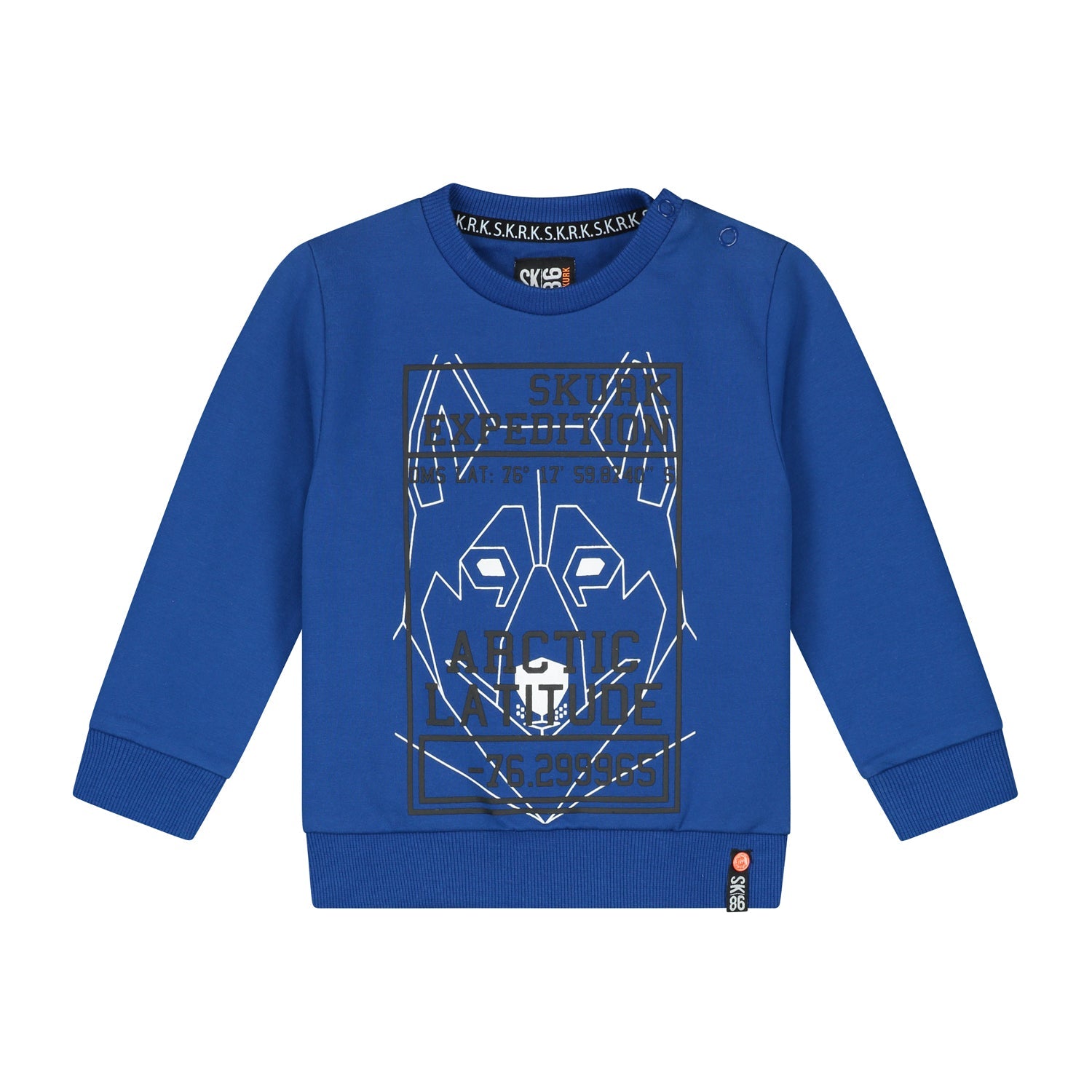 Jongens Sweater Sander Blue van Skurk Little Rebel in de kleur Blue in maat 86.