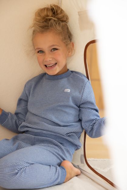 Feetje Pyjama wafel - Blauw Melange