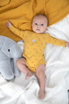 Baby, Geel, 68, Feetje,  Wikkelromper, €10-€15